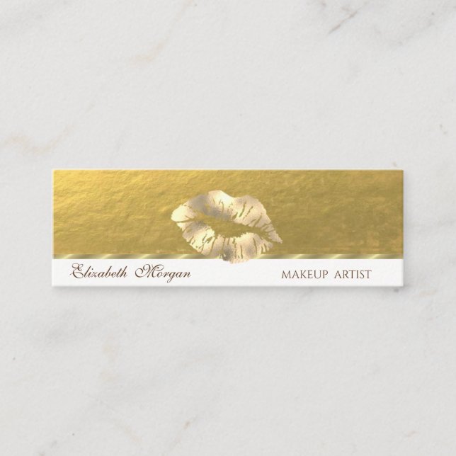 Elegant Professionell, Oäkta Guld Läppar Mini Visitkort (Framsida)