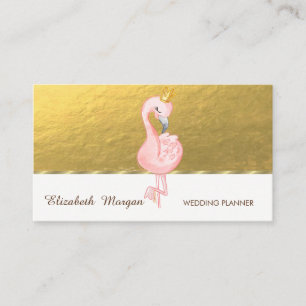 Elegant Professionell, Oäkta Guld, Rosa Flamingo K Visitkort