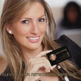 Elegant Professionell Photo Black Guld QR-kod Visitkort