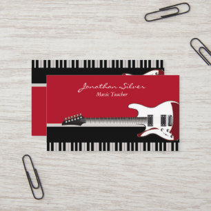Elegant Professionell Piano Nycklar & Guitar Music Visitkort