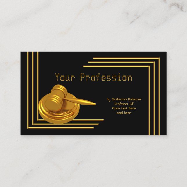 Elegant Professionell Profession Guld Hammer Visitkort (Framsida)