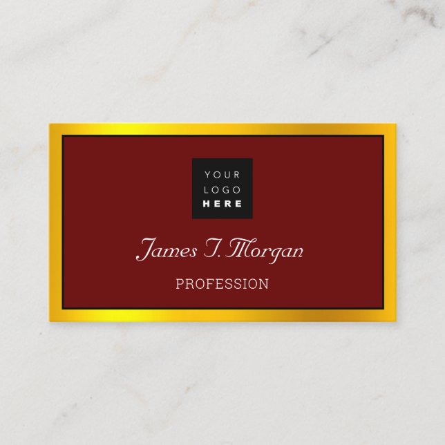 Elegant Professionell Ram Logotyp Black Burgund Gu Visitkort (Framsida)