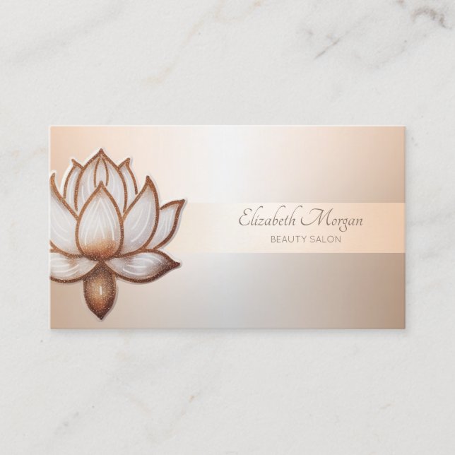 Elegant Professionell Randig Chic Lotus Skönhet Visitkort (Framsida)