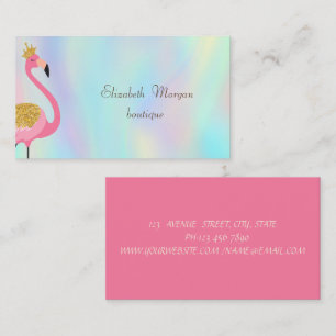 Elegant Professionell Rosa Flamingo Holografisk Visitkort