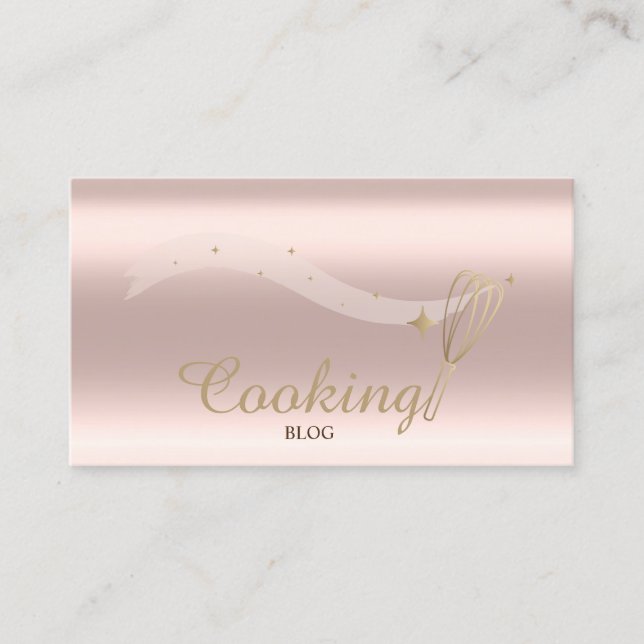 Elegant Professionell, Roseguld, Visp, Matlagning Visitkort (Framsida)