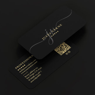 Elegant Professionell Script Monogram Black Minima Visitkort