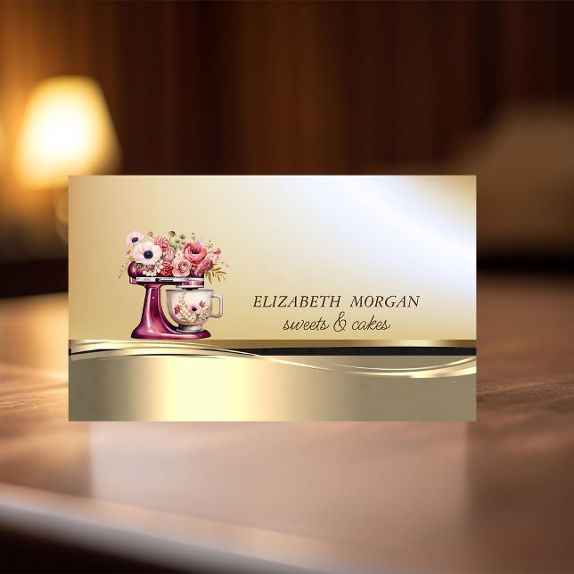 Elegant professionell snygg kakmixer blommor visitkort (Skapare uppladdad)
