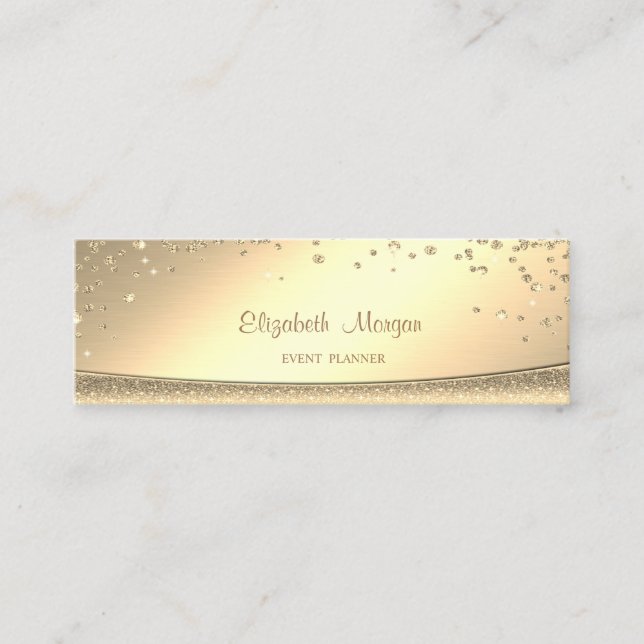 Elegant Professionell Stilren Guld Diamanter Mini Visitkort (Framsida)