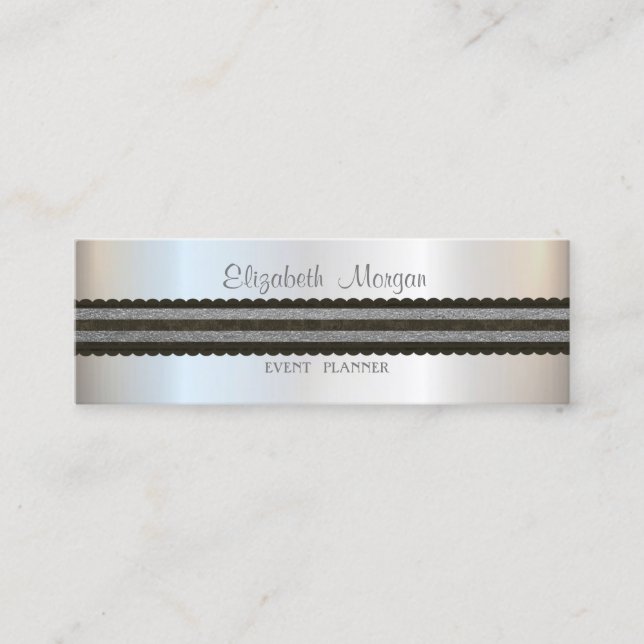 Elegant Professionell Stilren Modern Silver Mini Visitkort (Framsida)