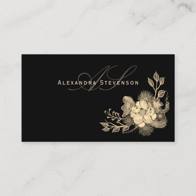 Elegant professionell svart och guld visitkort (Framsida)