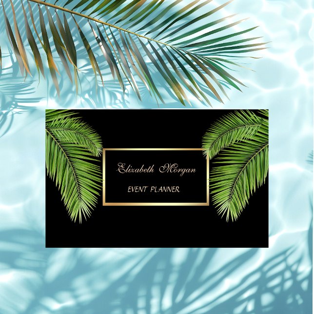 Elegant Professionell, Svart, Ram, Palmtree Visitkort (Skapare uppladdad)