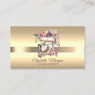 Elegant professionell tårta blommig mixer bageri g visitkort
