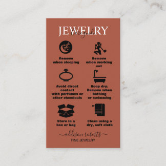 Elegant Professionell Terracotta Boho Jewelry Care Visitkort