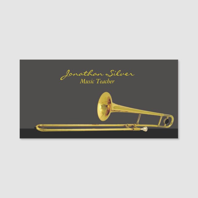 Elegant Professionell Trombone Music Teacher Namnbricka (Framsida)