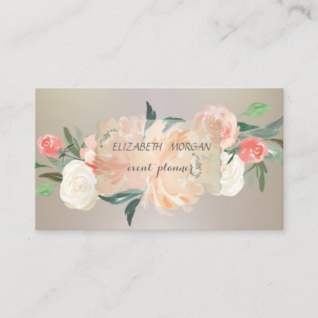 Elegant Professionell Vintage, Blommor Visitkort (Framsida)