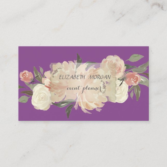 Elegant Professionell Vintage  Violett,Blommor Visitkort (Framsida)