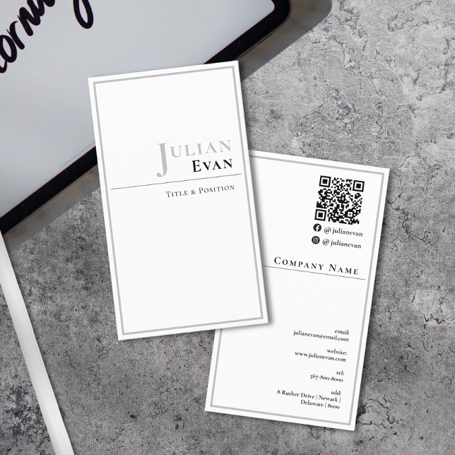 Elegant Professionell Vit Affärskort Visitkort (Elegant Professional White Business Card)
