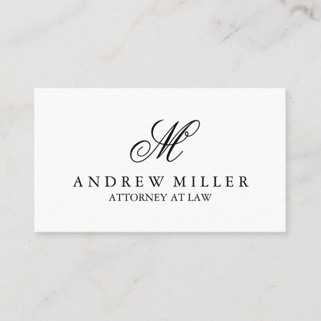 Elegant Professionell Vit monogram Visitkort (Framsida)