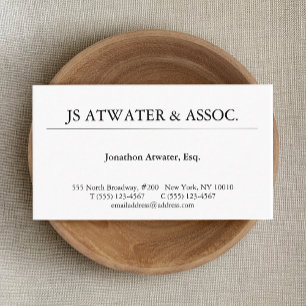 Elegant Professionell White Lawyer Visitkort