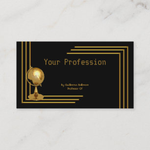 Elegant professionell yrke svart guld glob visitkort