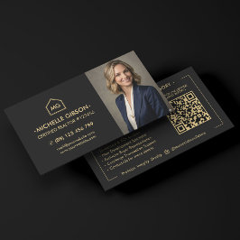 Elegant Proffsionell Fastighetsmäklare Foto Svart Visitkort