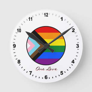 Elegant Progress Rainbow flagga Clock /Pride färg Rund Klocka