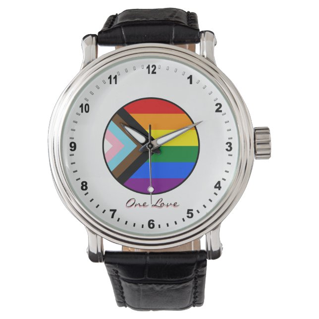 Elegant Progress Rainbow flagga Watch /Pride färg Armbandsur (Framsida)