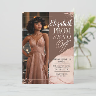 Elegant Prom Skicka foto från jorden Rosa Porträtt Inbjudningar