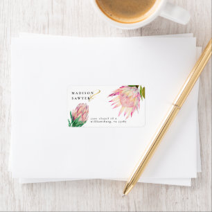 Elegant Protea Rosa Guld Bröllop Returadress Adressetikett
