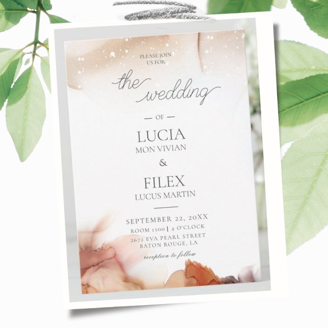 Elegant Prov Orange Vattenfärg Bläck Bröllop Inbjudningar (Skapare uppladdad)