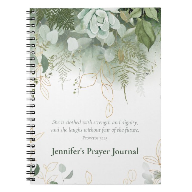 Elegant Proverbs 31:25 Personlig Prayer Journal Anteckningsbok (Framsidan)