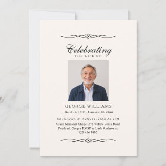Elegant prydnadsfirande av livets foto begravning inbjudningar