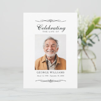 Elegant prydnadsfirande av livets fotofuneral inbjudningar
