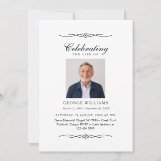 Elegant prydnadsfirande av livets fotofuneral inbjudningar