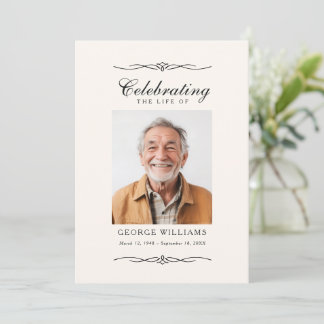 Elegant prydnadsfirande av livets fotofuneral inbjudningar