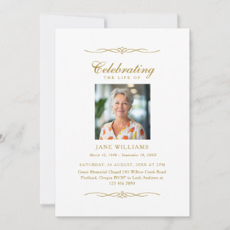 Elegant prydnadsfirande av livets fotofuneral inbjudningar