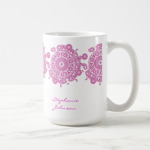 Elegant prydnadvit/rosamugg kaffemugg