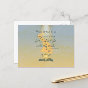 Elegant Psalm 119:105 Vatercolor Postcard Vykort