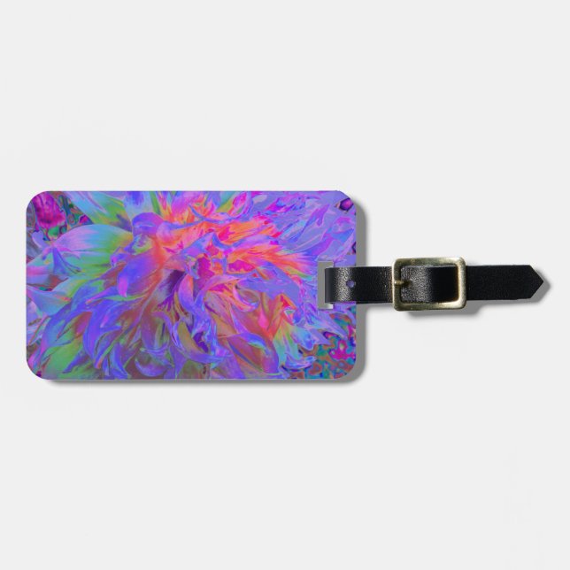 Elegant Psychedelic Decorative Dahlia Flower Bagagebricka (Horisontell Framsida)