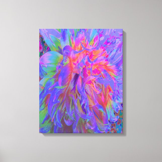 Elegant Psychedelic Decorative Dahlia Flower Canvastryck (Framsida)