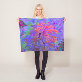 Elegant Psychedelic Decorative Dahlia Flower Fleecefilt