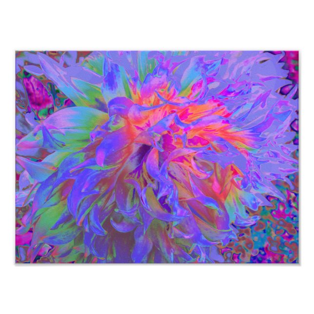 Elegant Psychedelic Decorative Dahlia Flower Fototryck (Framsidan)