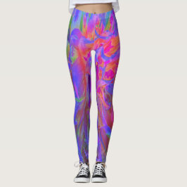 Elegant Psychedelic Decorative Dahlia Flower Leggings