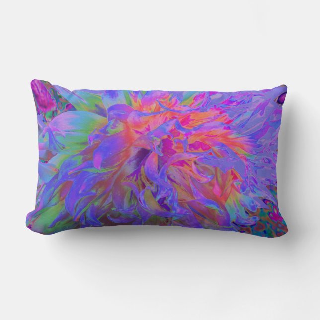 Elegant Psychedelic Decorative Dahlia Flower Lumbarkudde (Framsida)