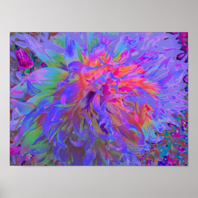 Elegant Psychedelic Decorative Dahlia Flower Poster (Framsidan)