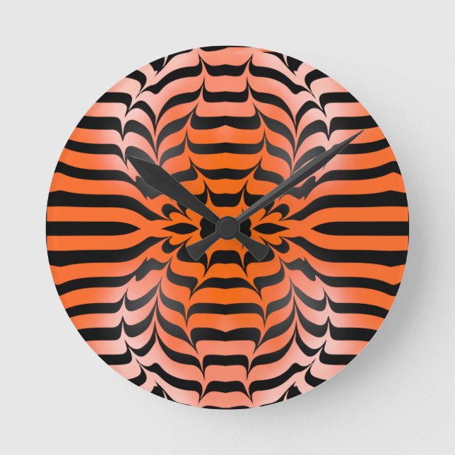 Elegant Psychedelic Orange Black Tiger Skin Skriv  Rund Klocka (Framsida)