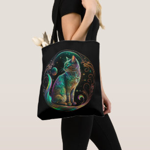 Elegant Psykedelisk Katt Modern Konst Tygkasse