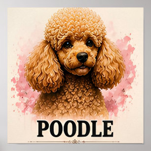 Elegant Pudel Premium Hundporträtt Konstverk Poster