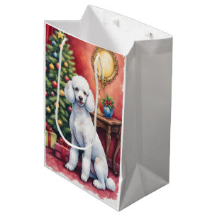 Elegant Pudel Vid Julgran Jul Hund