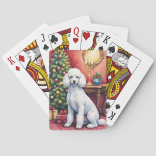 Elegant Pudel Vid Julgran Jul Hund Casinokort